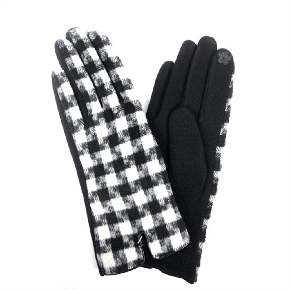 2 PACK - White Houndstooth Winter Touchphone Gloves